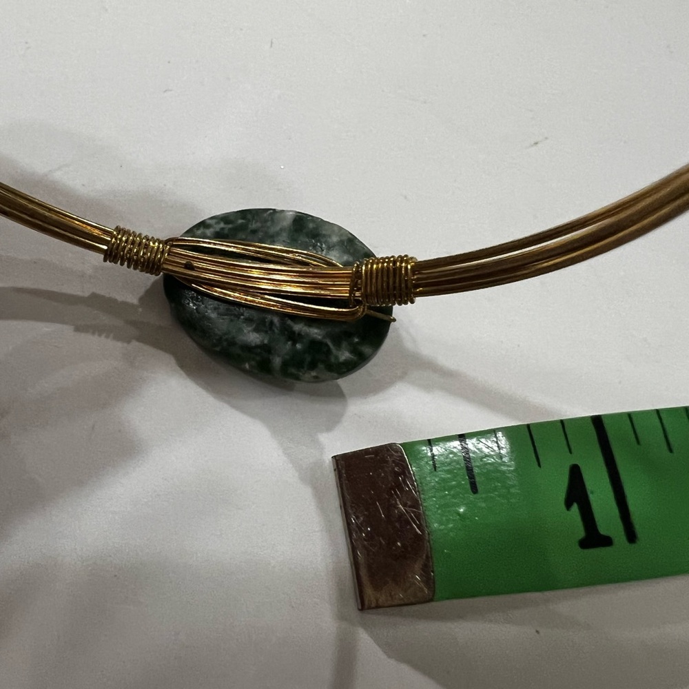 Boho Wire Wrapped Tree Agate Stone Bangle Bracele… - image 7